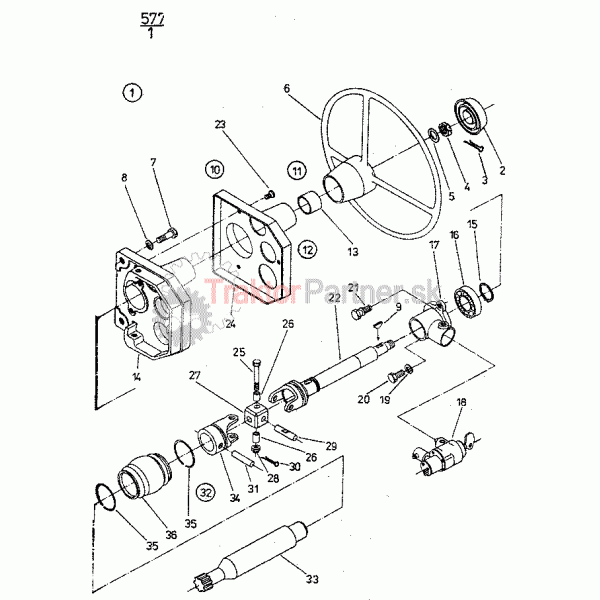 Hriadeľ hydrostatického riadenia