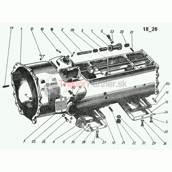 Skriňa prevodovkya spätný chod