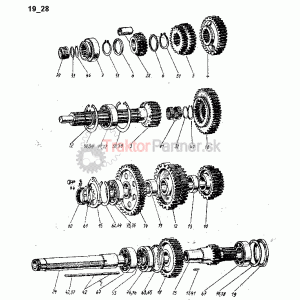 Spojkový, predlohový, drážkový hriadeľ a redukcia