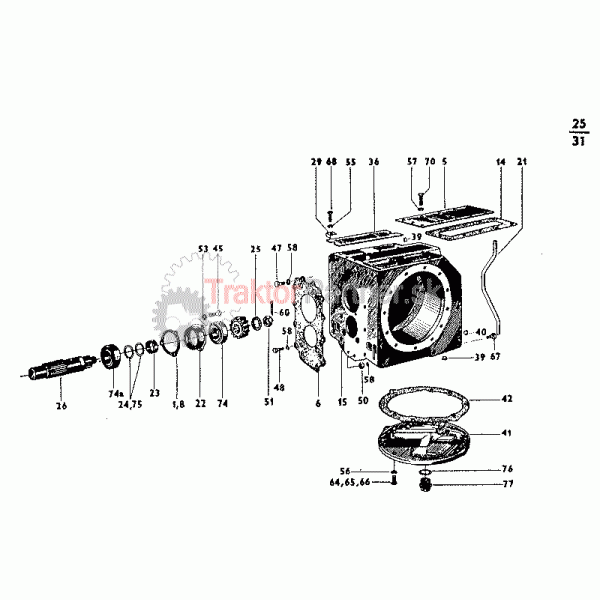 Skriňa hlavného prevodu, náhon diferenciálu a uzávierka diferenciálu