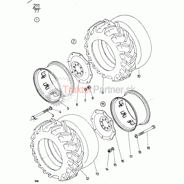 Zádné kolesa 16,9/14-38'' so stupňom regulácie rozchodu