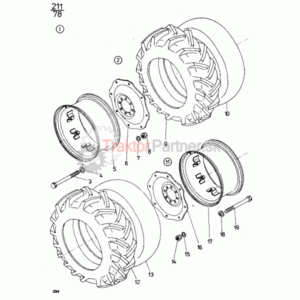 Zadné kolesá 18,4/15-38'' so stupňom regulácie rozchodu