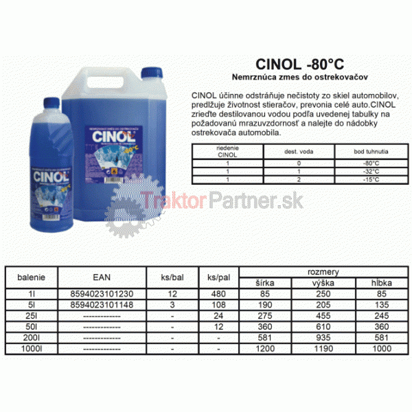 Náplň do ostrekovačov CINOL -80°C