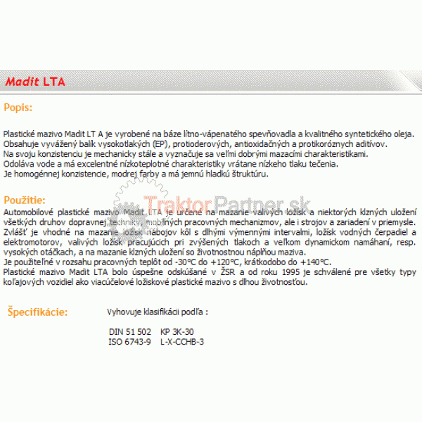 Plastické mazivo LTA
