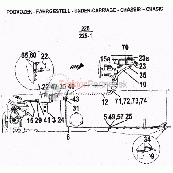 Ovládanie predných bŕzd Z 6441,7441,8441 Carraro