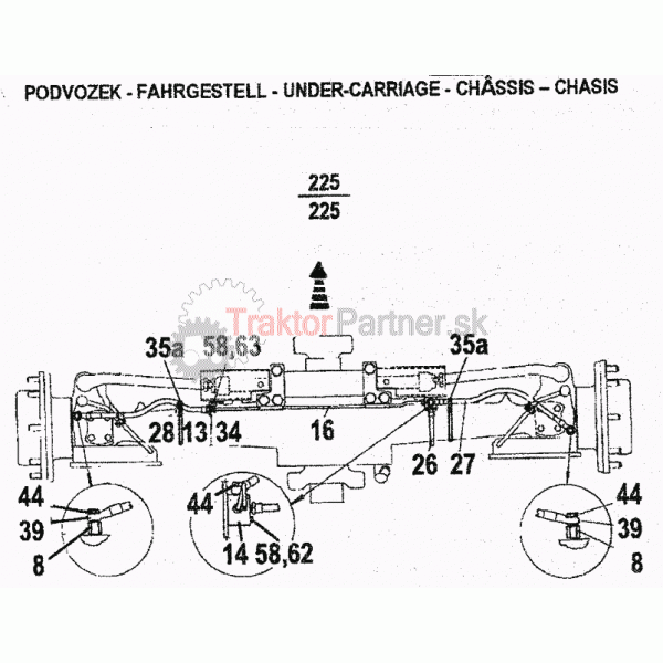 Ovládanie predných bŕzd Z 6441,7441,8441 Carraro