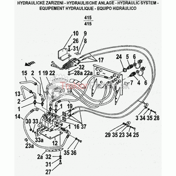 Prídavný rozvádzač hydrauliky