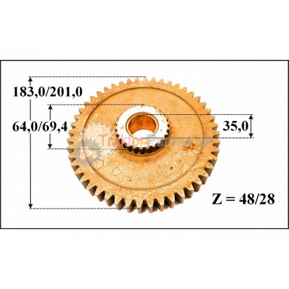 Koleso vývodu I Z=48/26, W=23/10 mm [2 rady ozubeni] - 5511 5998