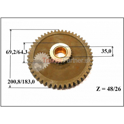 Koleso vývodu I Z=48/26, W=24/10 mm - 6711 5999