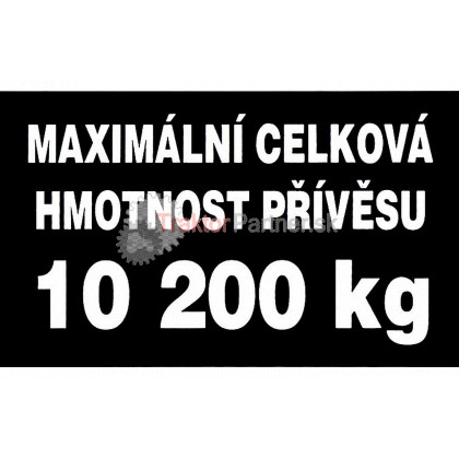 Nálepka - max. celková hmotnosť prívesu 10200kg - 5911 6683