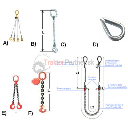 Oceľ viazacie lano zapletané  Oko-Hák D 16mm x 6m ;H-O   (B) - OVLO-H16mmx6M