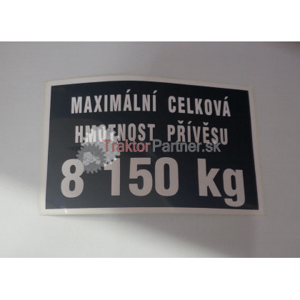 Štítok hmotnosti prívesu 8150 kg - 5911 6683#1