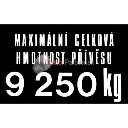 Nálepka - max. celková hmotnosť prívesu 9250kg - #2400