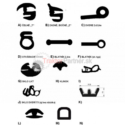 Okenné tesnenie dverí horné metráž - menšie  (D) - 6011 7962#2