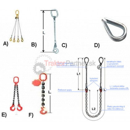 Oceľ viazacie lano zapletané Oko-Hák D16mmx4m ;H-O   (B) - OVLO-H16MMX4M