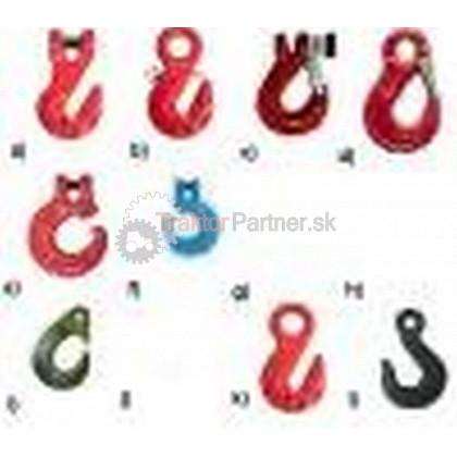 Hák C červený reťazový 10mm s čapom a poistkou tr.8; 3,15T  (a) [retaz/retaz, R13/S13] - 0868#10