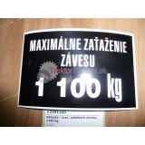Nálepka - max. zaťaženie závesu 1100 kg