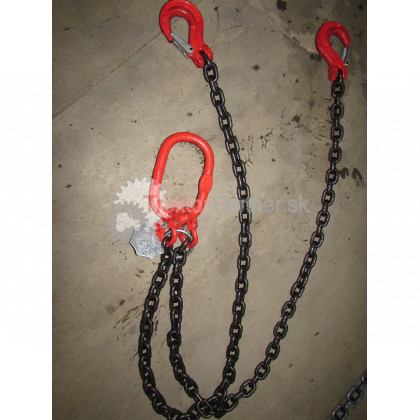 Úväzok - 2hák G červený 2 oko; 1,5m reťaz červená hranatá - UV1.5