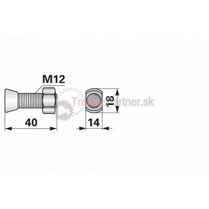 Pluhová skrutka 12x40 tvrdosť 12,9 [skrutka + matica 10ks v balení] - 81-12X40